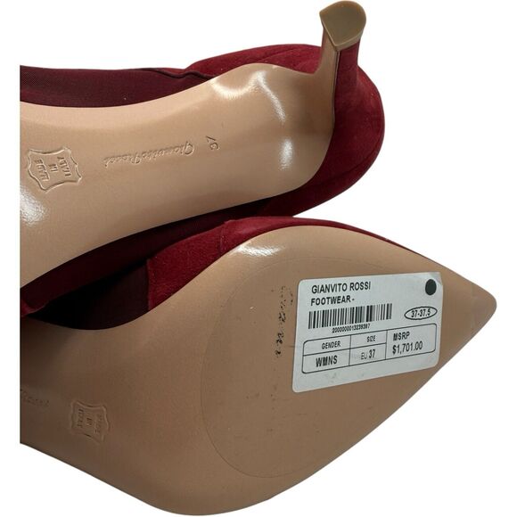 GIANVITO ROSSI Jenna Suede Paneled Stretch Knit Sock Boots In Brick Size 37 - Picture 13 of 14